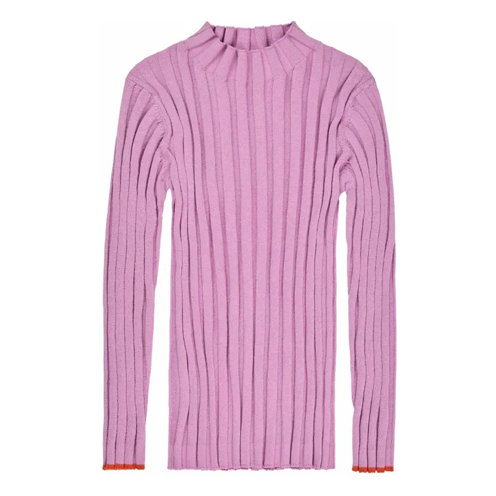 Sous-Pull Côtelé Maille Extra Fine Coton Bio | Rose- Image produit n°0