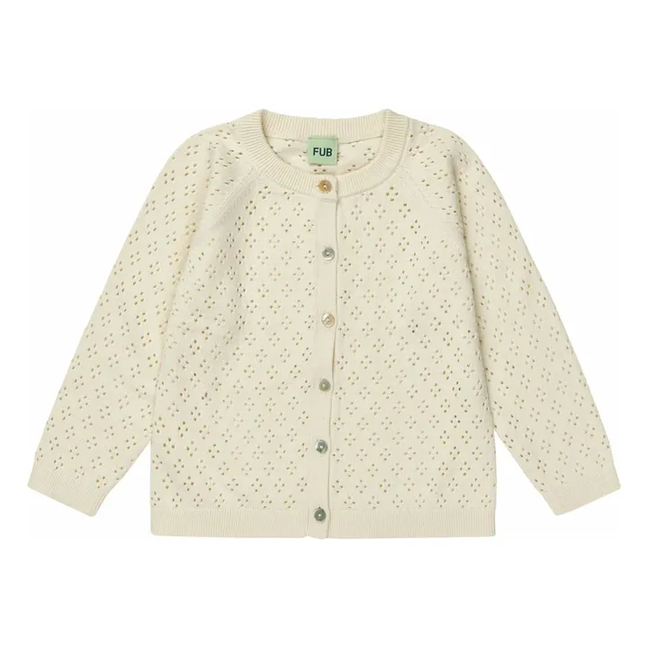 Cardigan Pointelle Maille Fine Coton Bio | Ecru- Image produit n°0