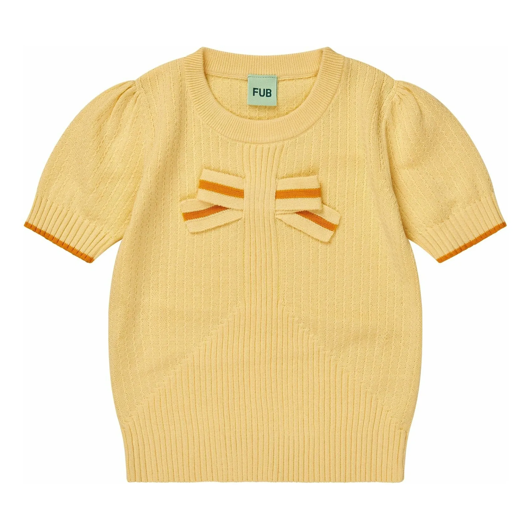 T-Shirt Nœud Maille Fine Coton Bio | Jaune pâle- Image produit n°0