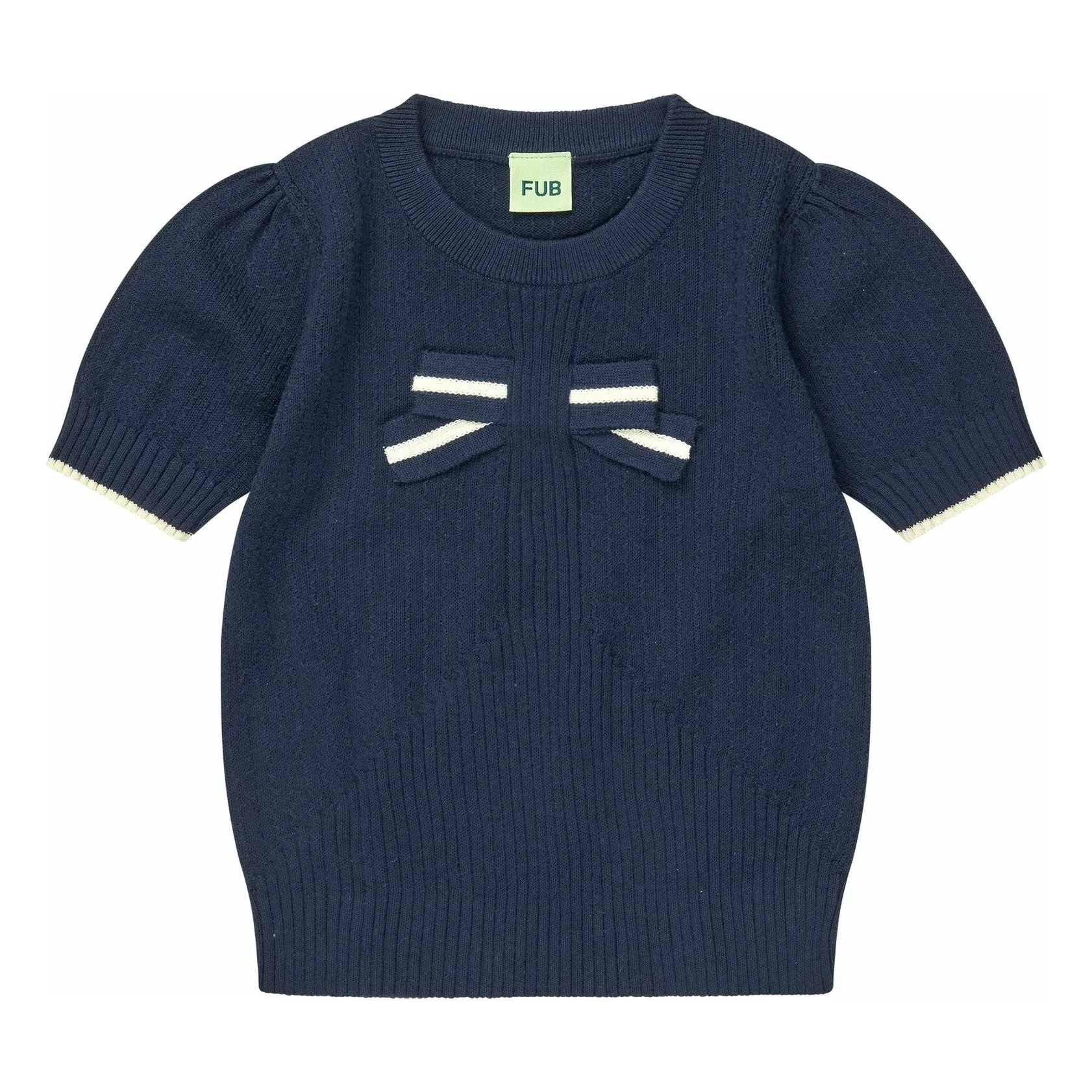 Fub Navy Blue Organic Cotton Fine Knit Knot T-Shirt