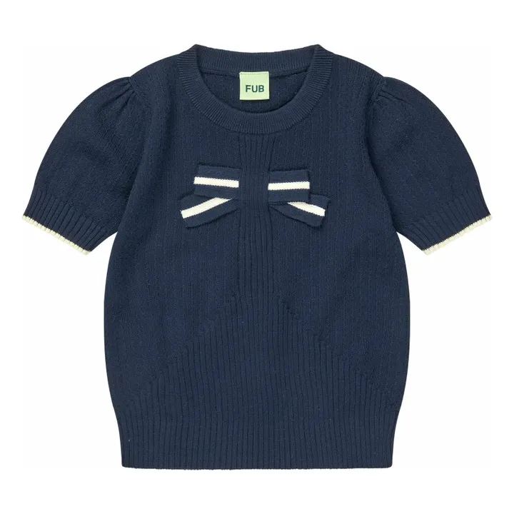 Camiseta de punto fino de algodón orgánico | Azul Marino- Imagen del producto n°0