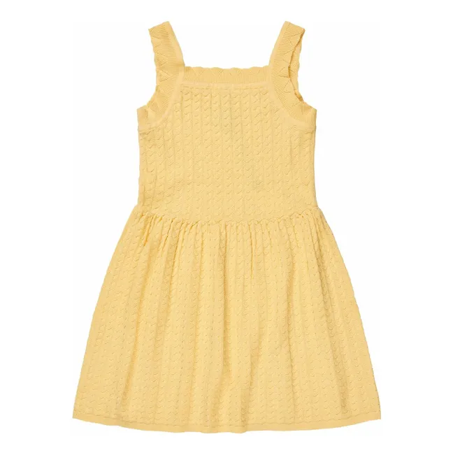 Sommerkleid Feinmaschig Bio-Baumwolle | Blasses Gelb