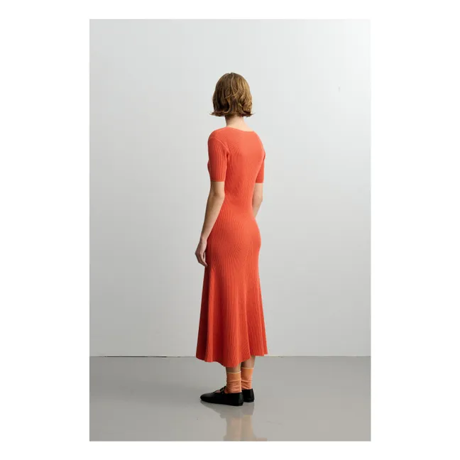 Abito in cotone organico a coste - Collezione donna | Arancione