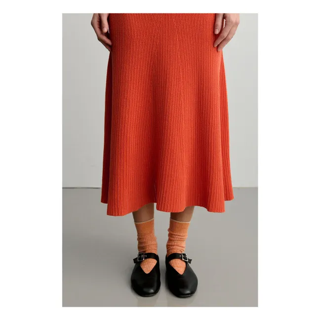 Abito in cotone organico a coste - Collezione donna | Arancione