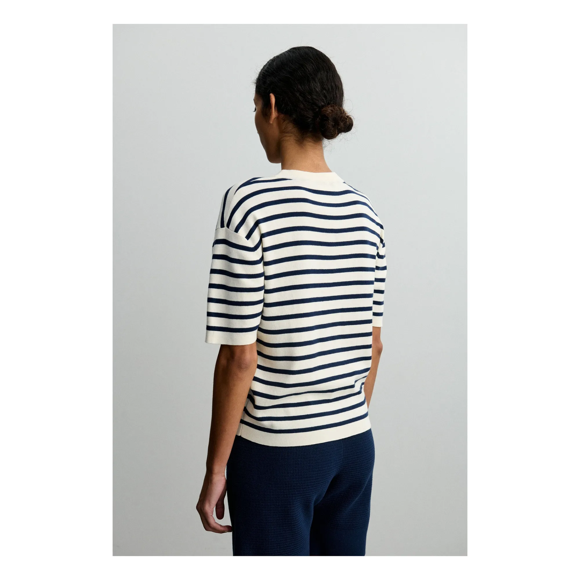 T-shirt Rayé Coton Bio - Collection Femme | Bleu marine- Image produit n°2