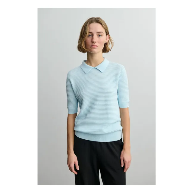 Polo strutturata in cotone organico - Collezione donna | Azzurro