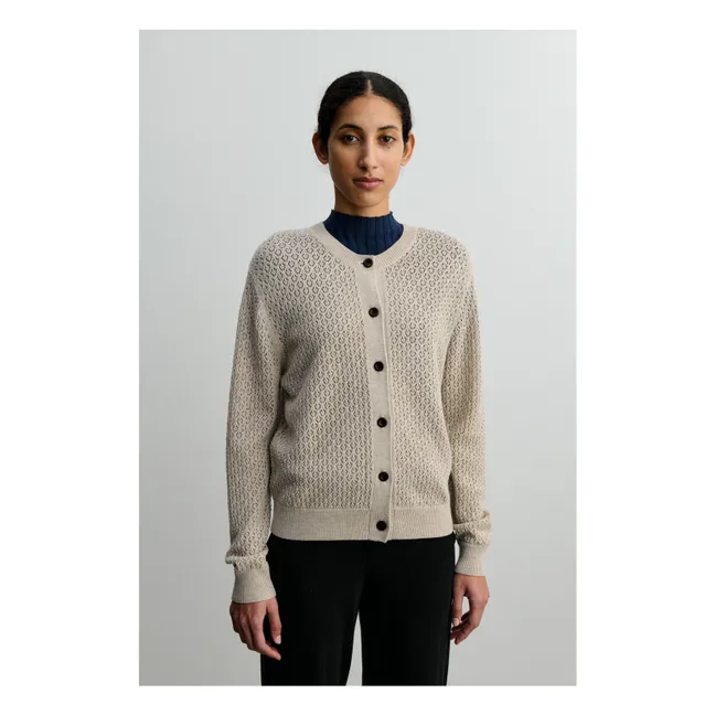 Strickjacke aus Merinowolle - Damenkollektion | Beige