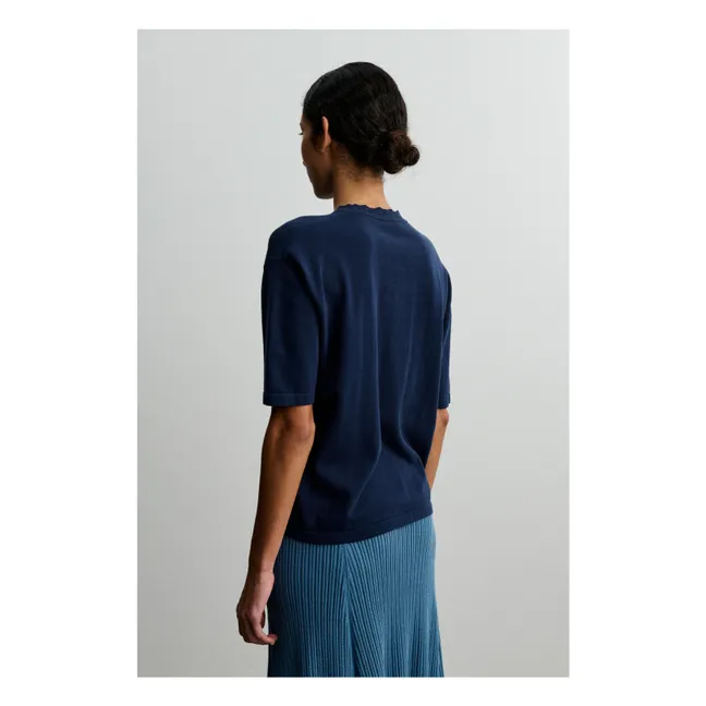 Camiseta de algodón orgánico High Twist Box - Colección Mujer | Azul Marino