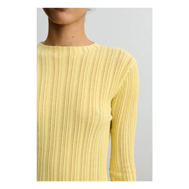 T-shirt in cotone organico a coste High Twist - Collezione Donna | Vaniglia