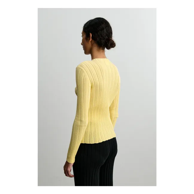 T-shirt in cotone organico a coste High Twist - Collezione Donna | Vaniglia