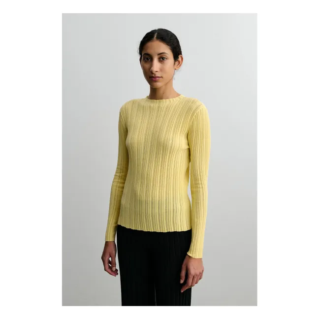 T-shirt in cotone organico a coste High Twist - Collezione Donna | Vaniglia