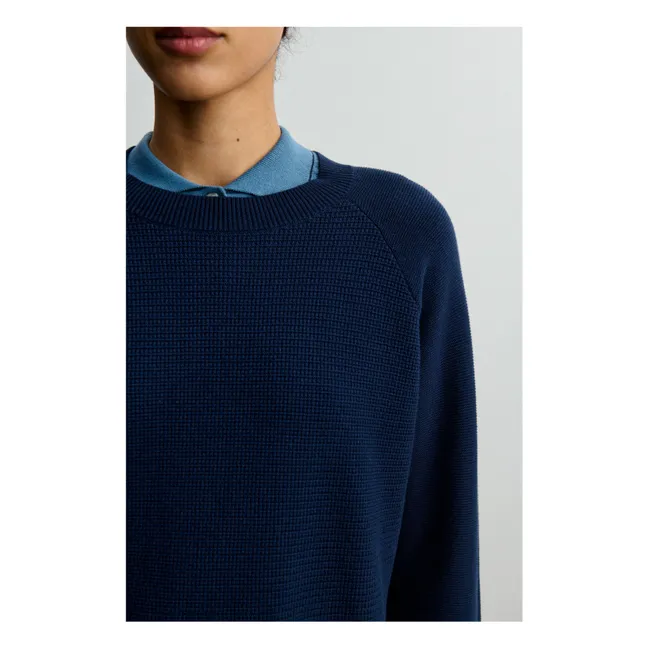 Jersey estructurado de algodón orgánico - Colección Mujer | Azul Marino