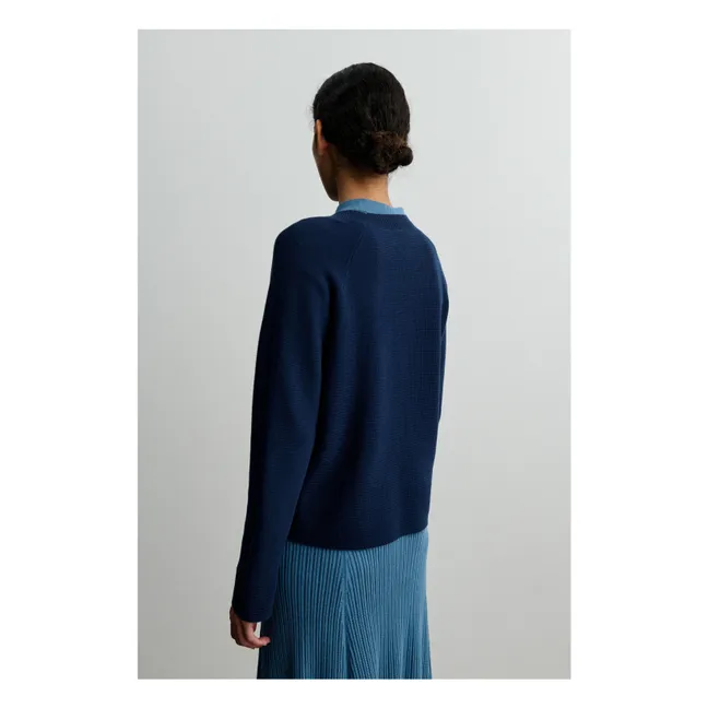 Jersey estructurado de algodón orgánico - Colección Mujer | Azul Marino