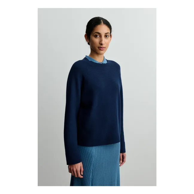 Jersey estructurado de algodón orgánico - Colección Mujer | Azul Marino