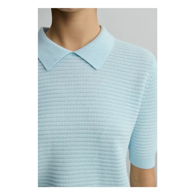 Polo strutturata in cotone organico - Collezione donna | Azzurro