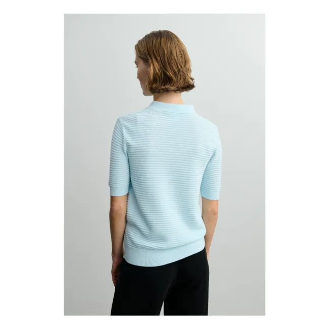 Polo strutturata in cotone organico - Collezione donna | Azzurro