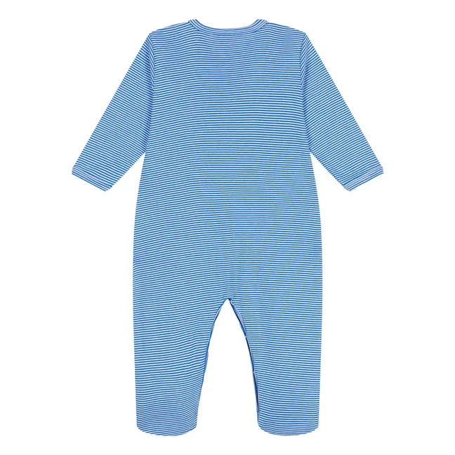 Bertin Organic Cotton Pyjamas with Feet | Blue