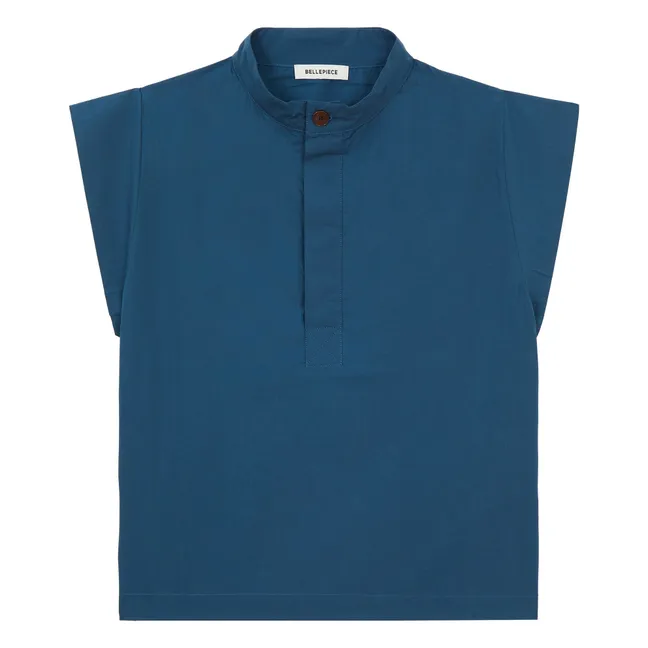 Blouse Corinthe Popeline de coton | Bleu pétrole