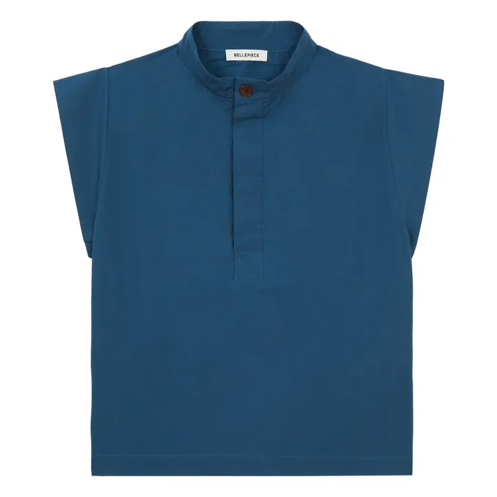 Blouse Corinthe Popeline de coton | Bleu pétrole- Image produit n°0