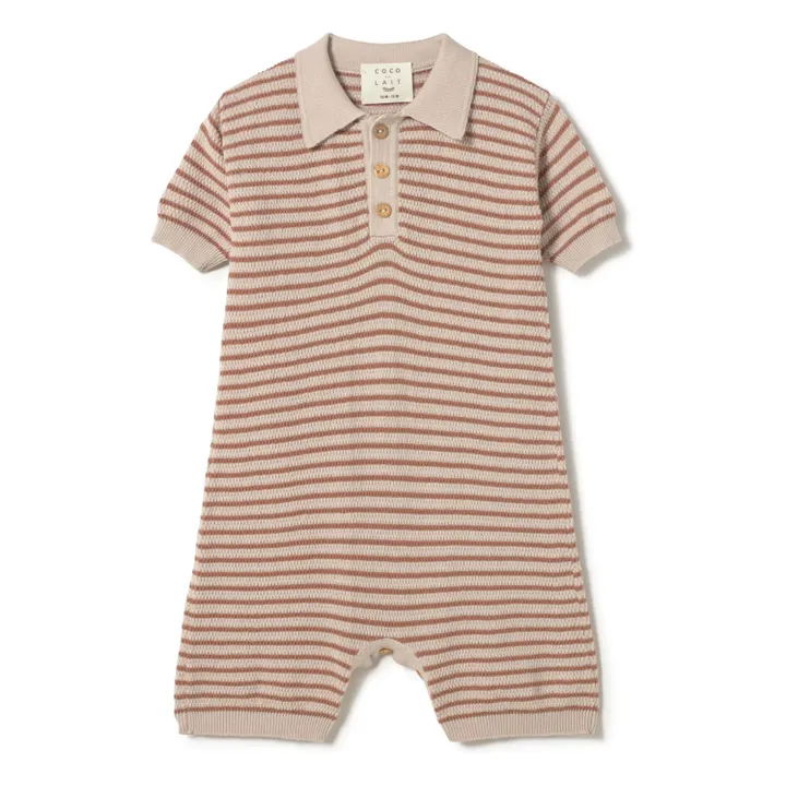 Combishort Col Polo Structure Coton Bio  | Beige- Image produit n°0