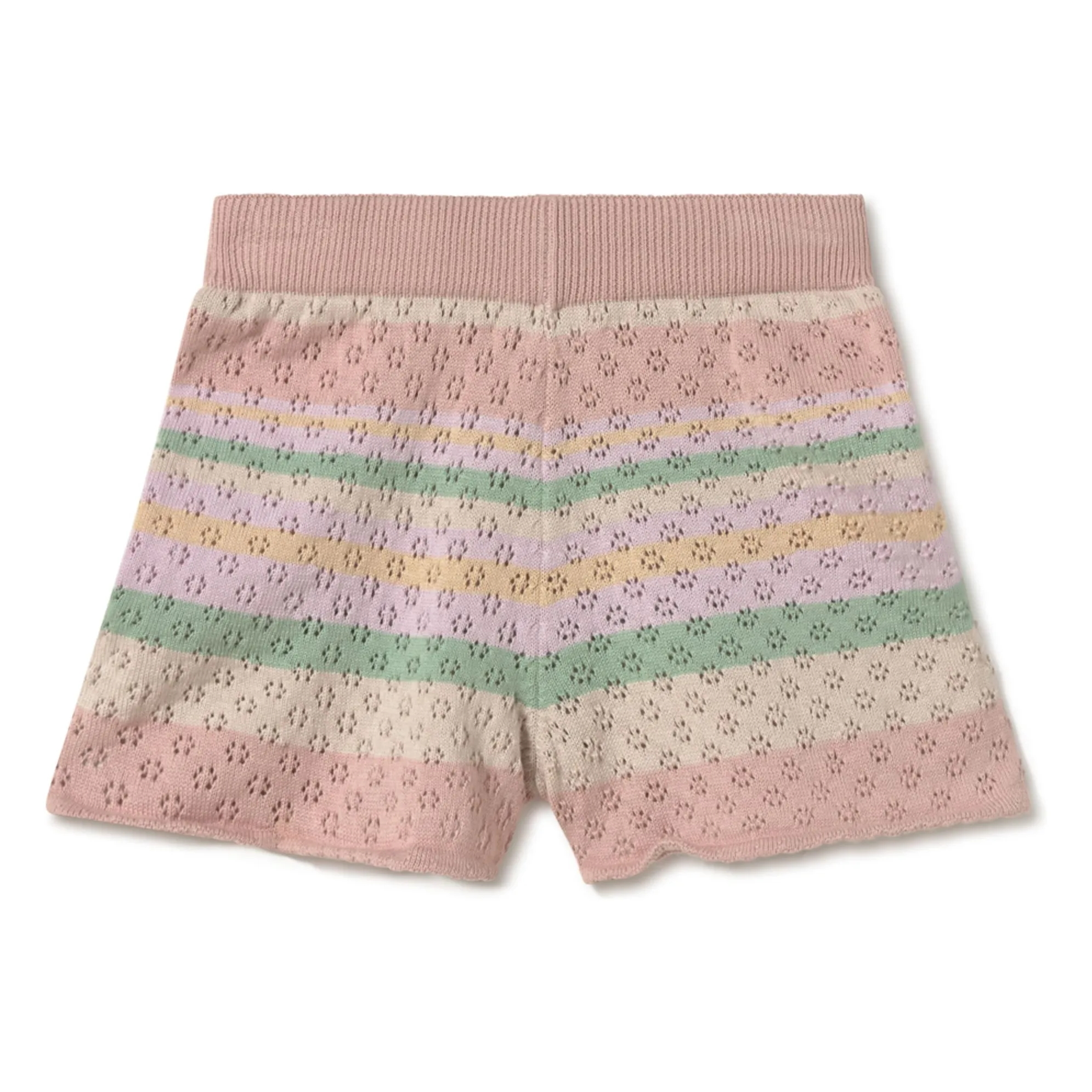 Short Rayé Coton Bio | Rose- Image produit n°1