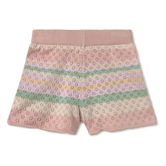 Organic cotton striped shorts | Pink