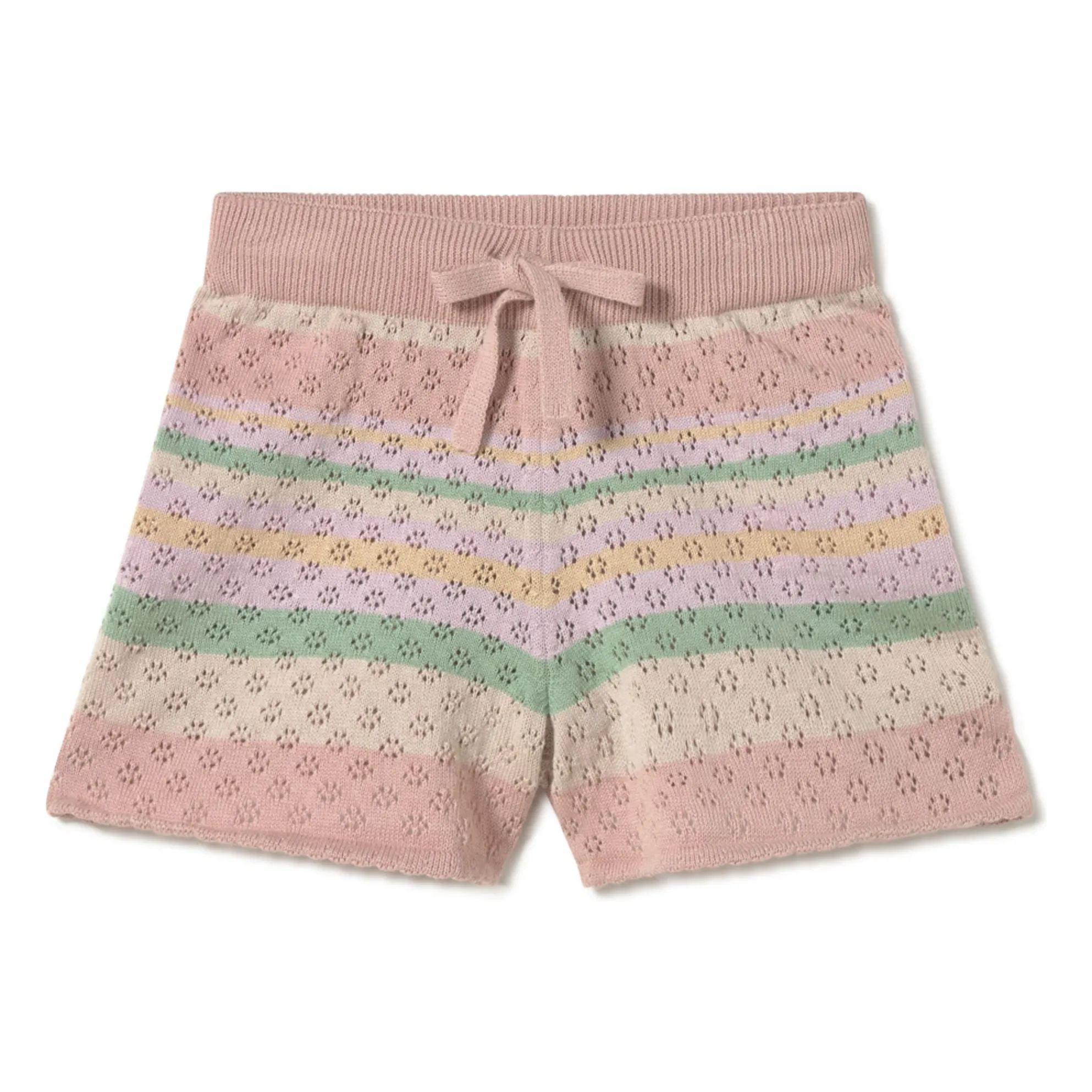 Short Rayé Coton Bio | Rose- Image produit n°0