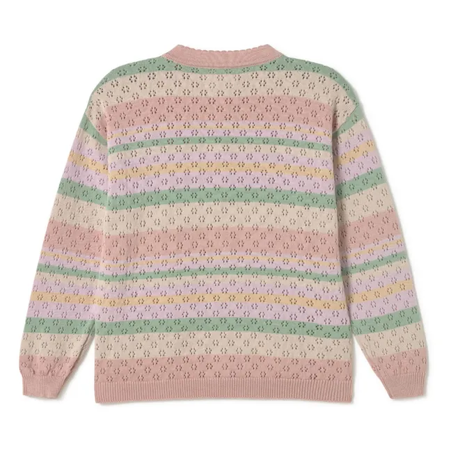 Cardigan Rayé Coton Bio | Rosa