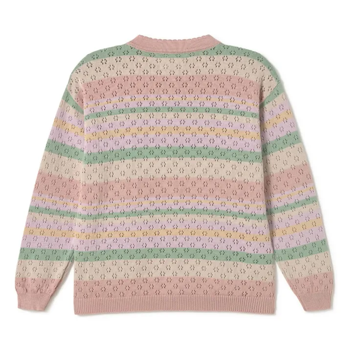 Cardigan Rayé Coton Bio | Rose- Image produit n°3