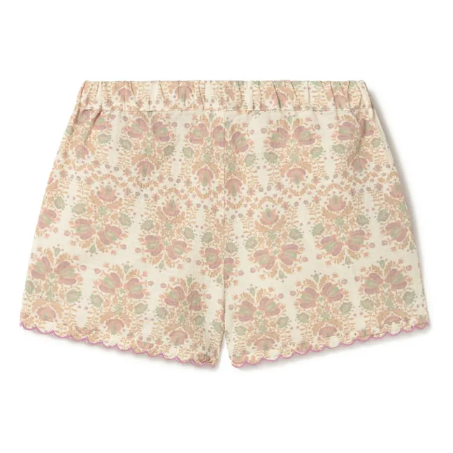 Short Fleurs Coton Bio  | Ecru