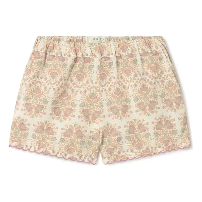 Short Fleurs Coton Bio  | Ecru