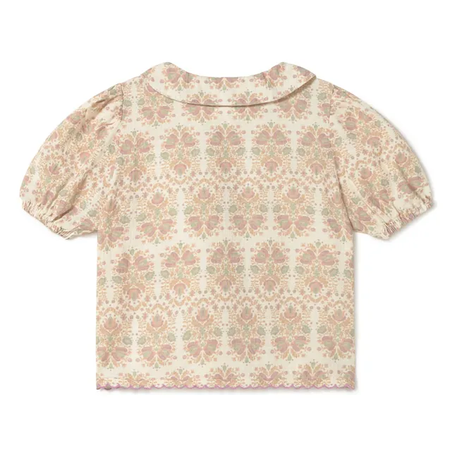 Blouse Fleurs Coton Bio  | Ecru