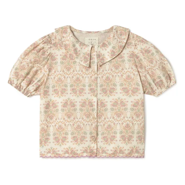 Blouse Fleurs Coton Bio  | Ecru