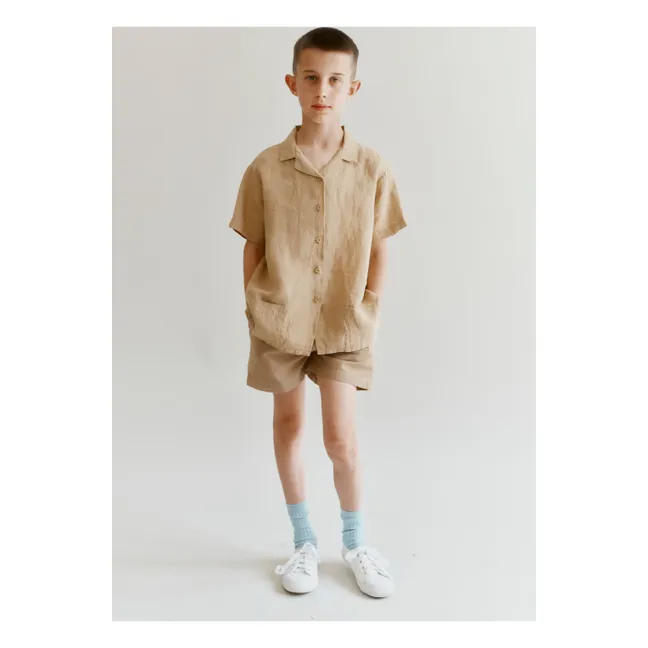 Conjunto de camisa y pantalón corto de bambú | Beige
