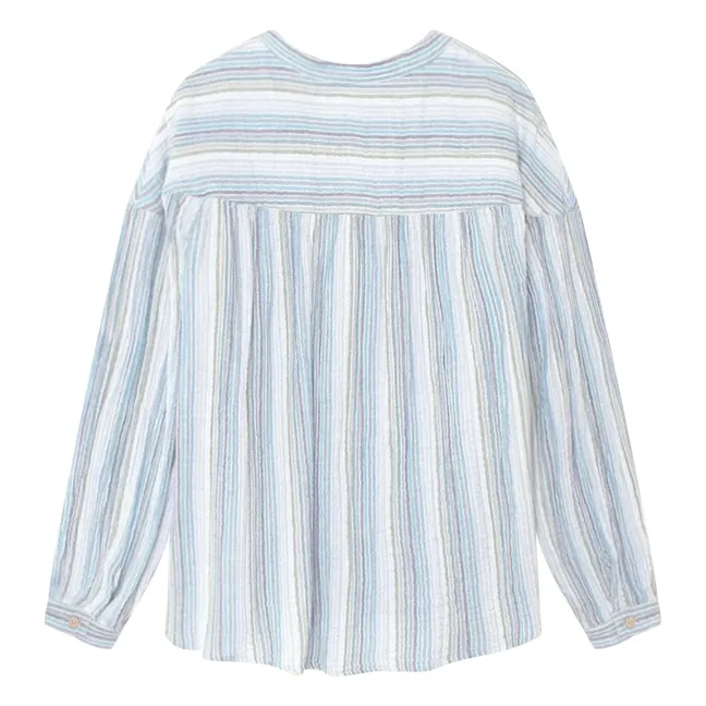 Blouse Alina Rayures Gaze de Coton | Bleu