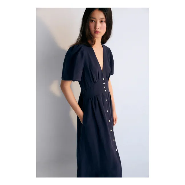 Vestido de lino Hera 2 - Colección Mujer | Azul Marino