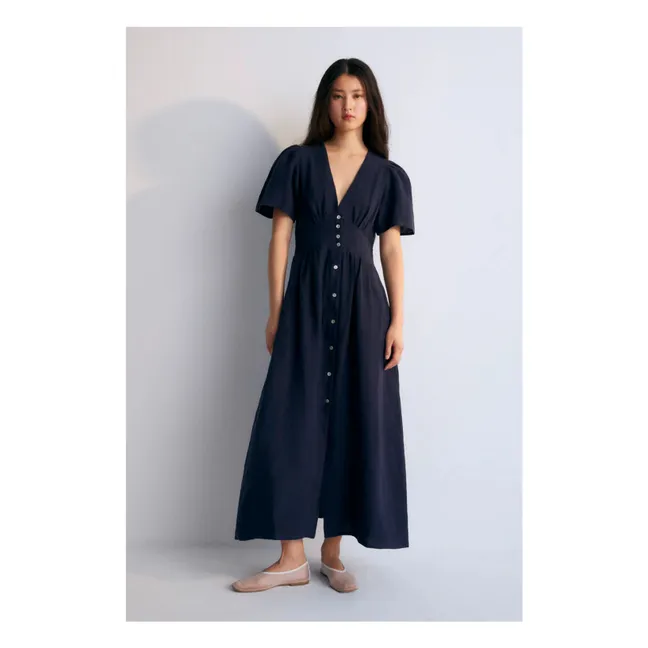 Vestido de lino Hera 2 - Colección Mujer | Azul Marino