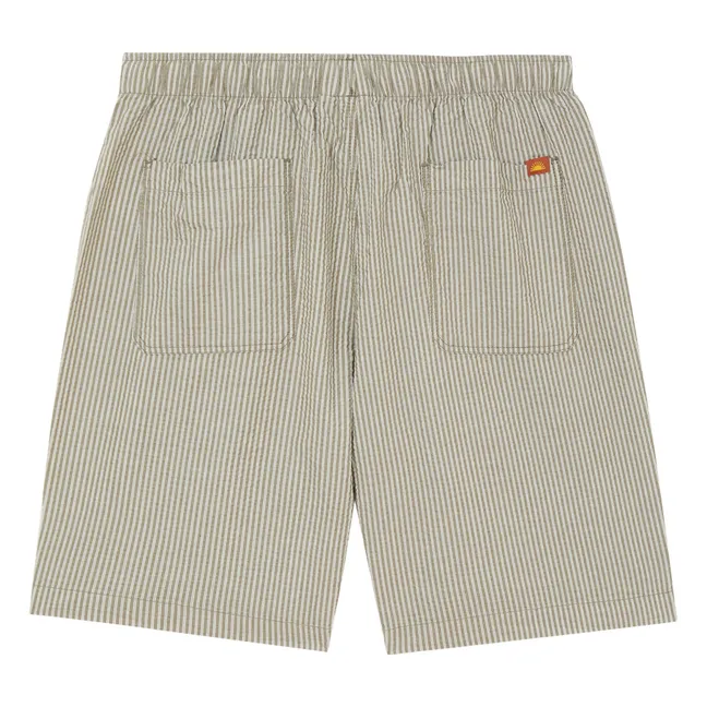 Shorts Streifen Seersucker | Grünolive