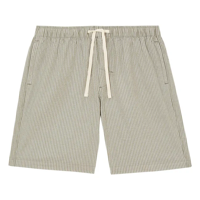 Shorts Streifen Seersucker | Grünolive