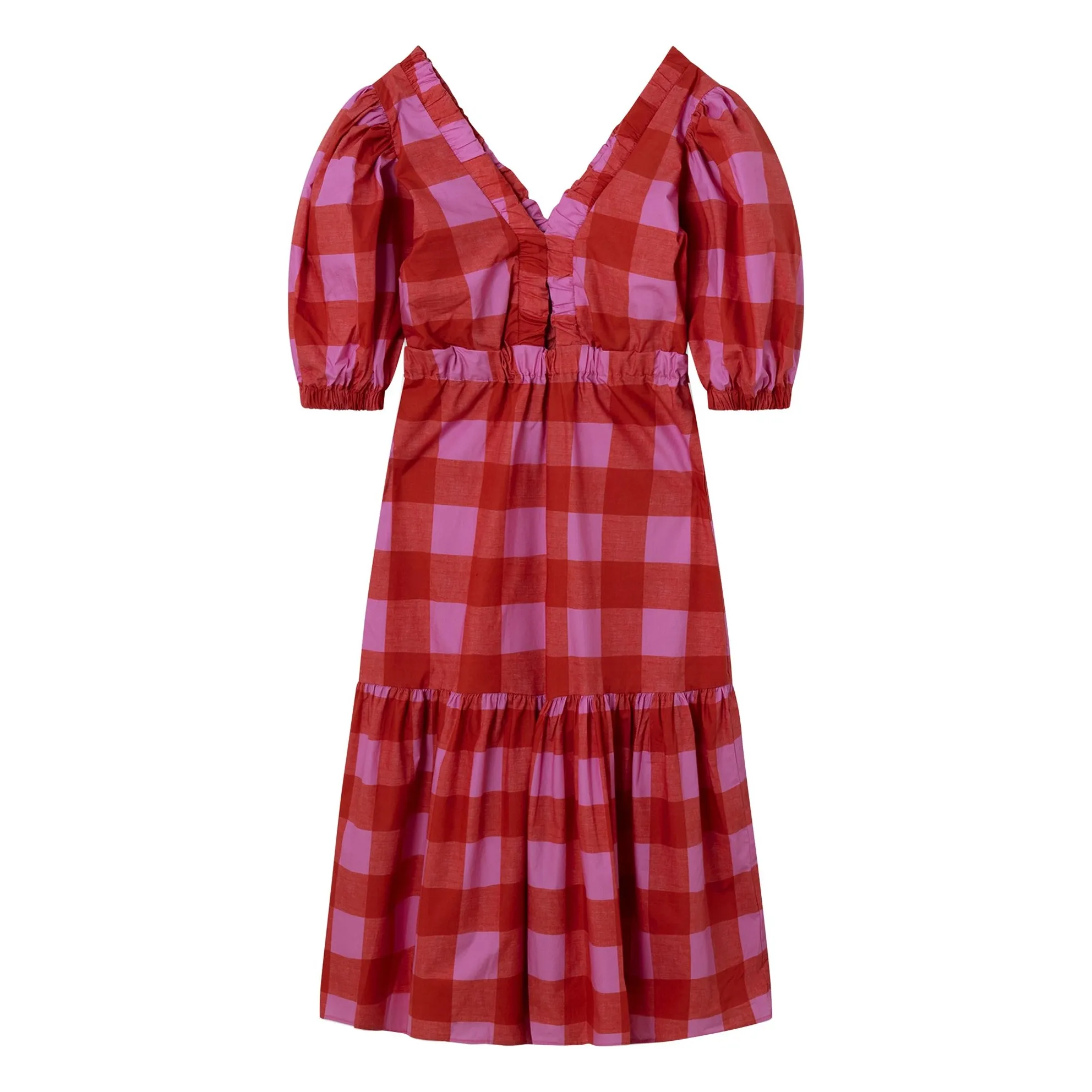 Dr Bloom Red Joy Carreaux Dress