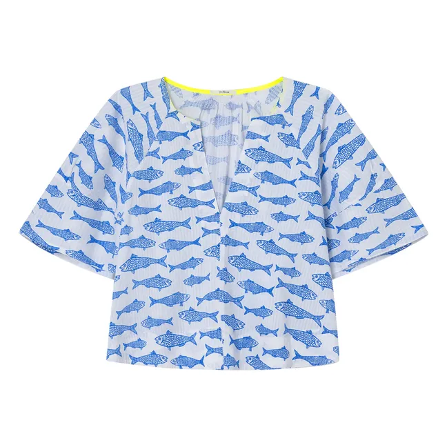 Blusa de algodón ecológico Soplo | Azul