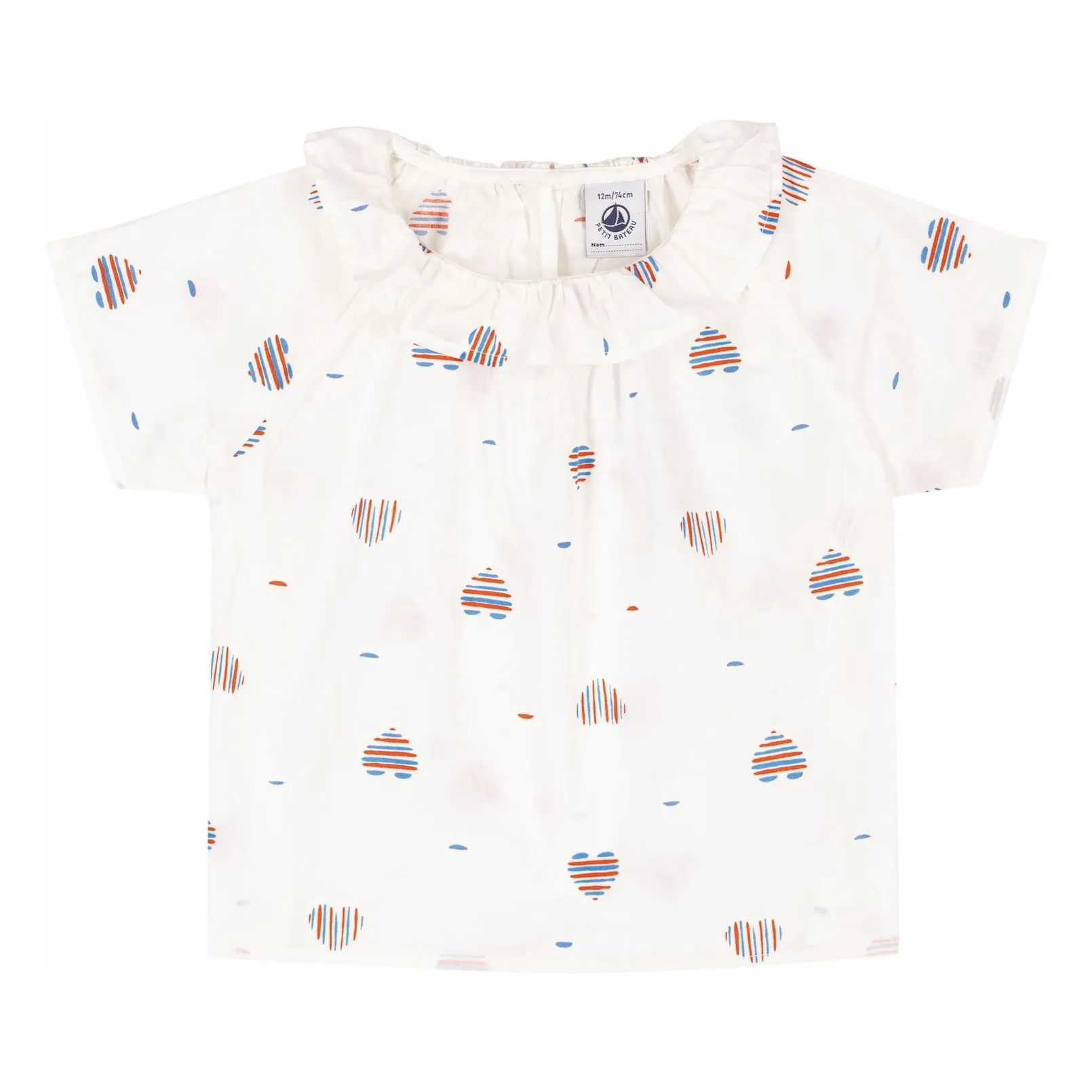 Petit Bateau Girls Cream Blouse Barki Popeline Coton Bio