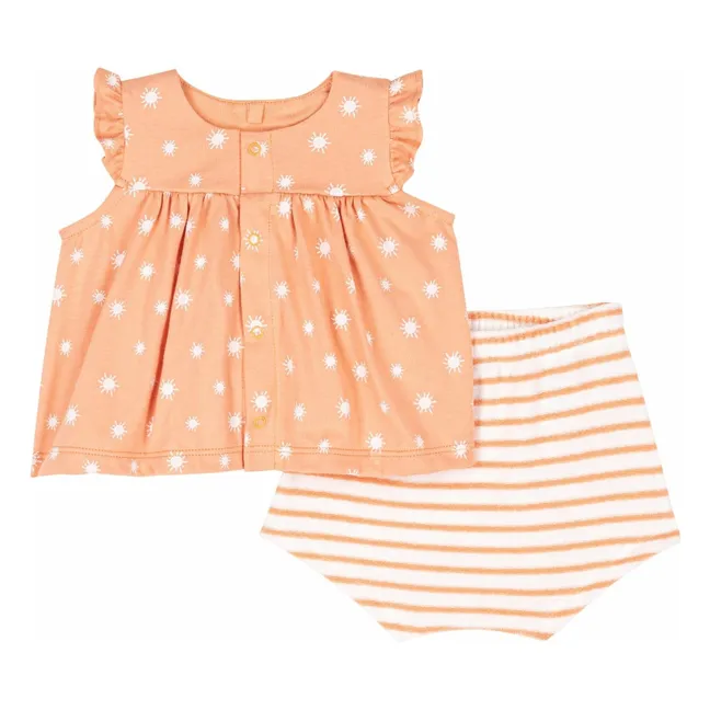Ensemble Blouse et Short Barafi Coton Bio | Abricot