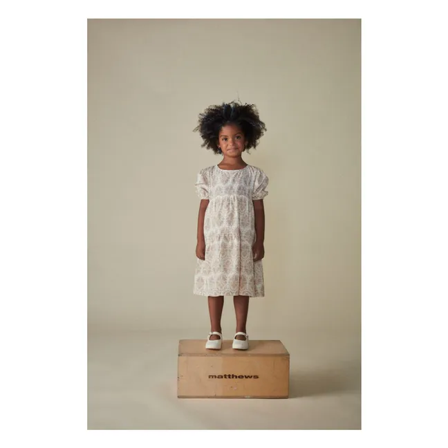 Robe Fleurs Coton Bio | Ecru