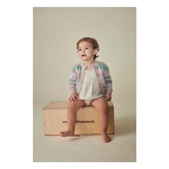 Organic cotton striped cardigan | Pink
