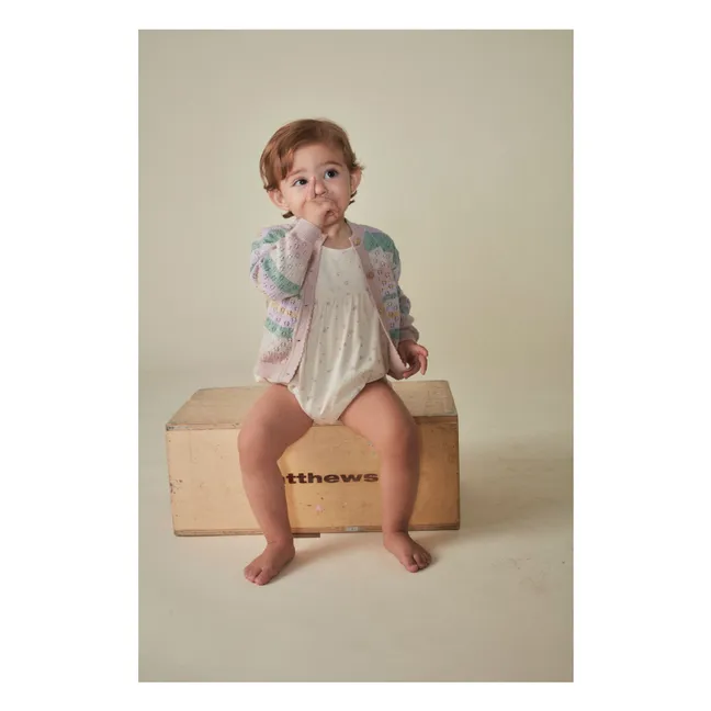 Cardigan Rayé Coton Bio | Rosa