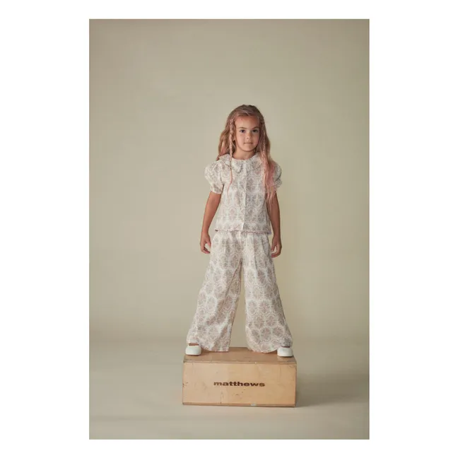Blouse Fleurs Coton Bio  | Ecru