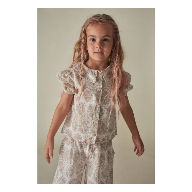 Blouse Fleurs Coton Bio  | Ecru
