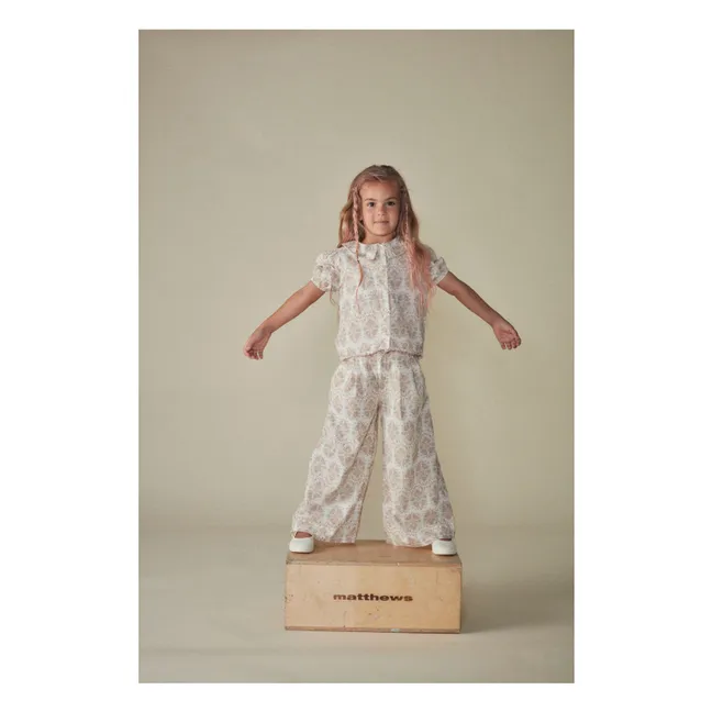 Blouse Fleurs Coton Bio  | Ecru