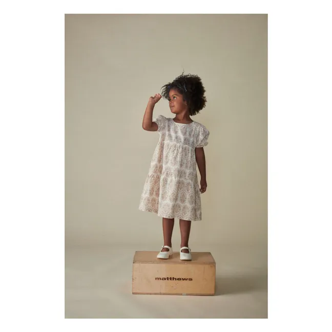 Robe Fleurs Coton Bio | Ecru